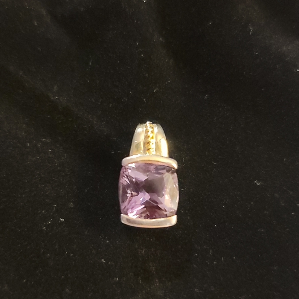 Byzantium Amethyst slide pendant SS & 14K